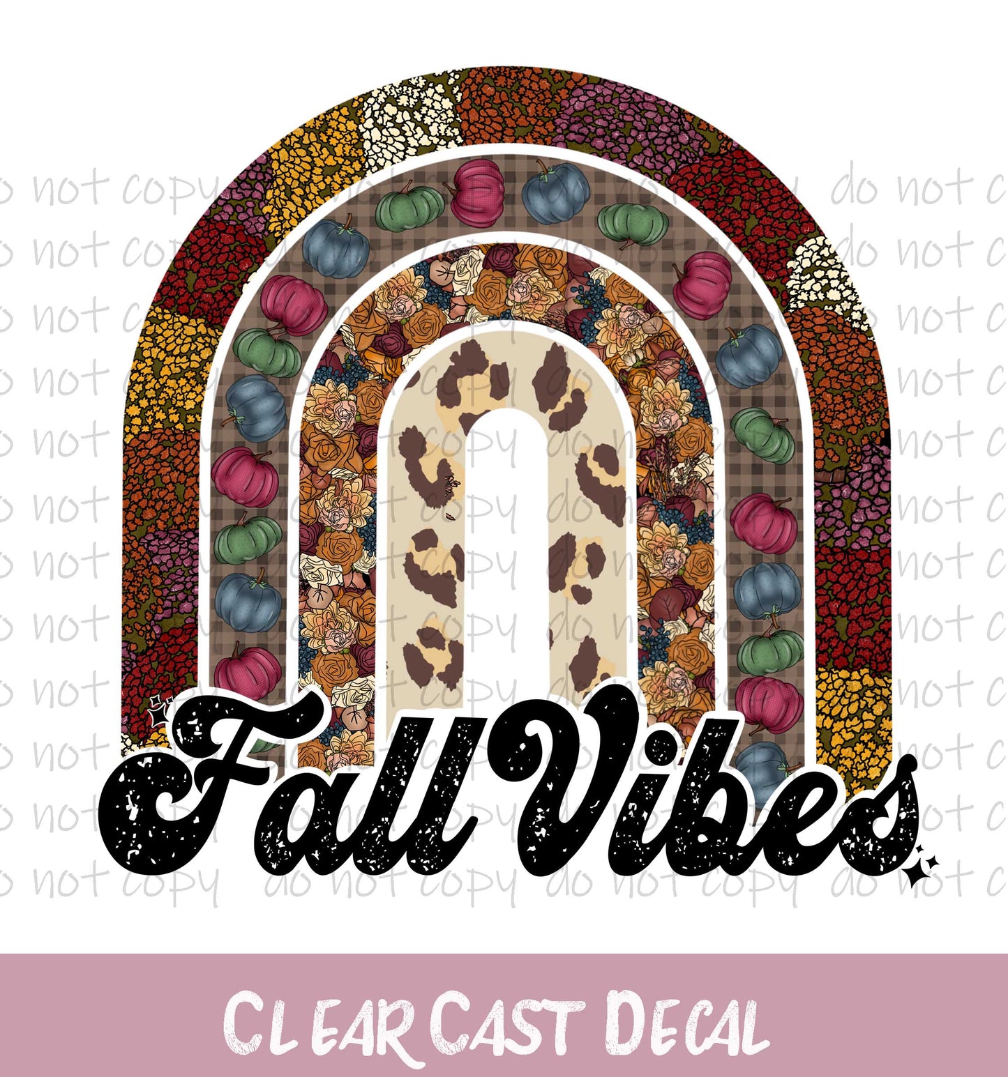 Fall Vibes Rainbow Clear Decal
