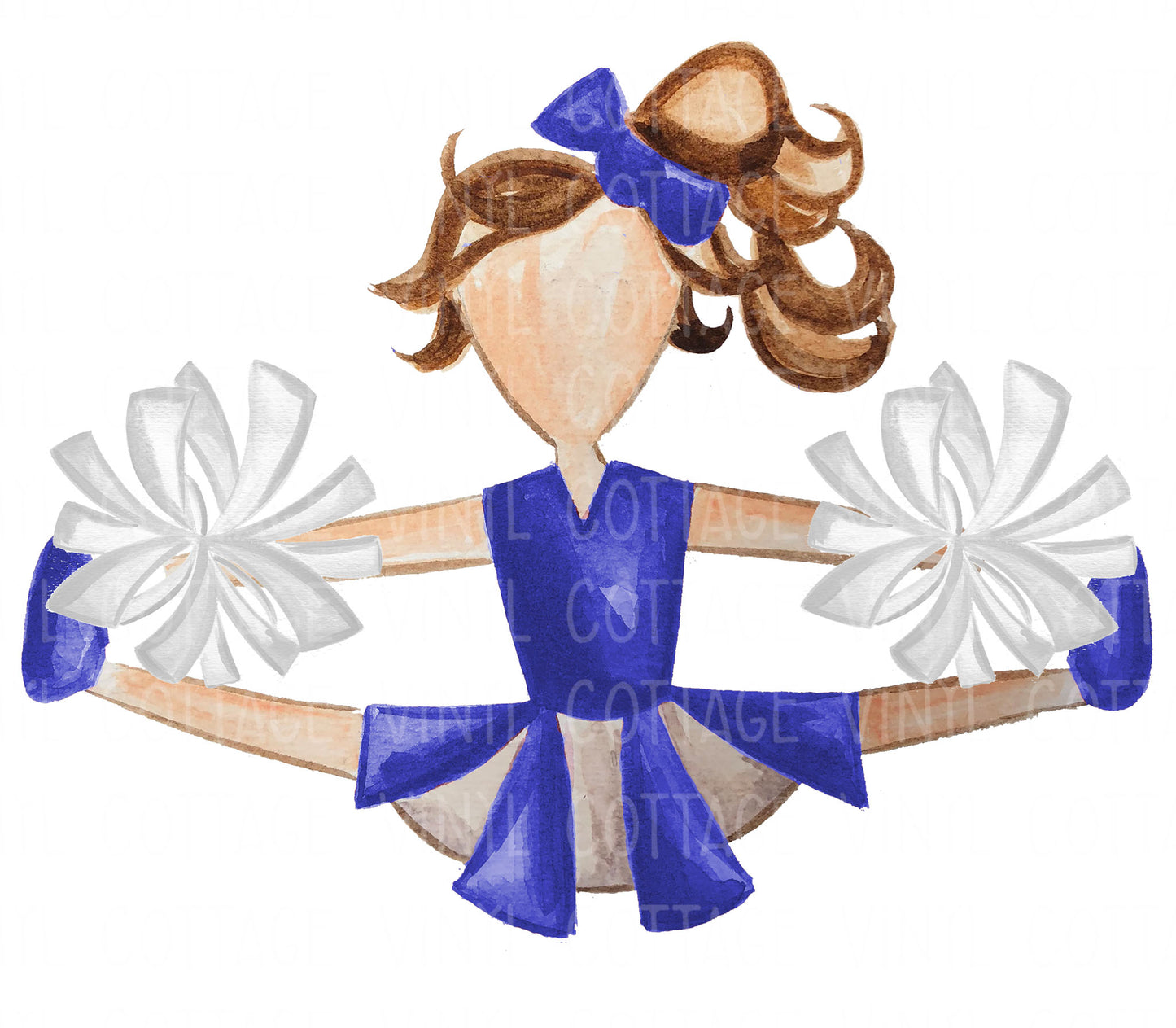 TR129 Blue and White Cheerleader Brown Hair
