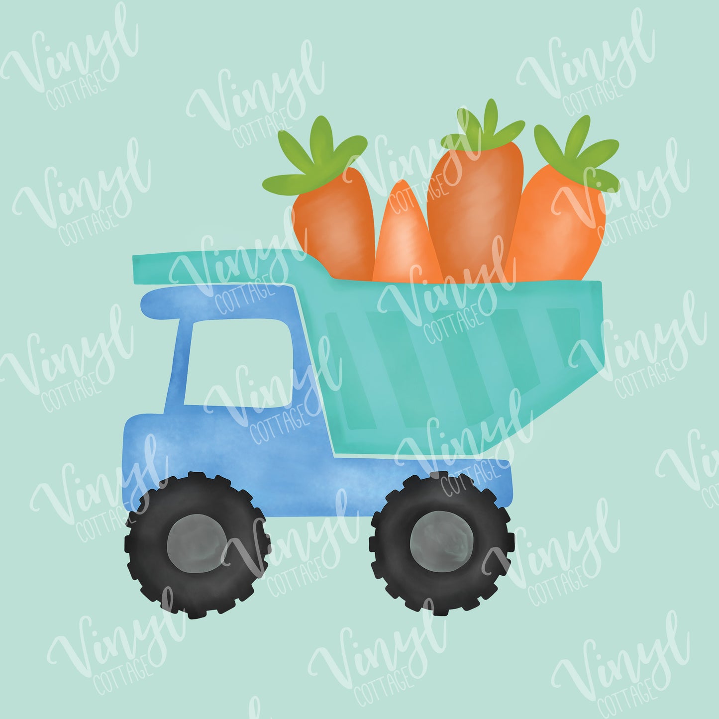 Watercolor Easter Dump Truck with Carrots HTV Transfer-TR261