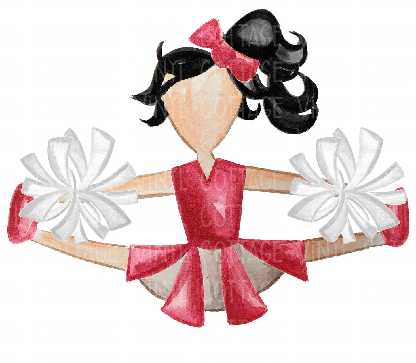 TR391 Red and White Cheerleader Black Hair