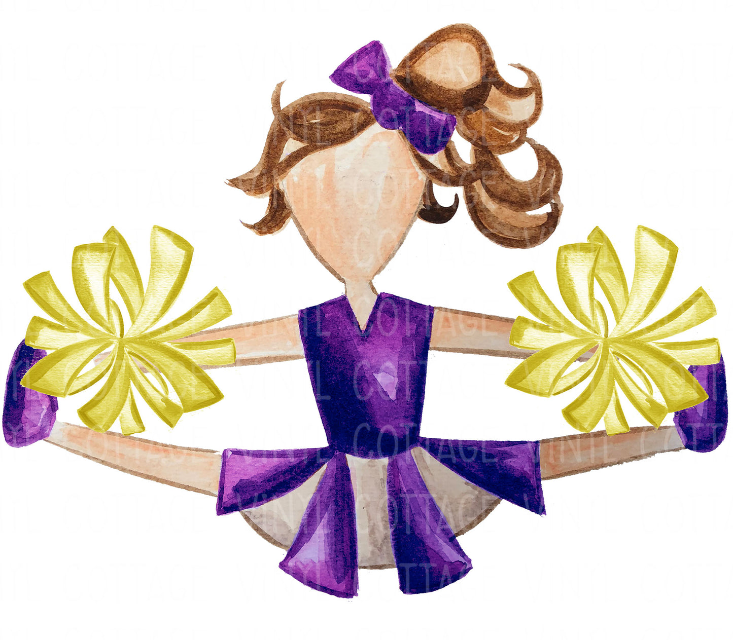 TR429 Purple and Gold Cheerleader Brown Hair