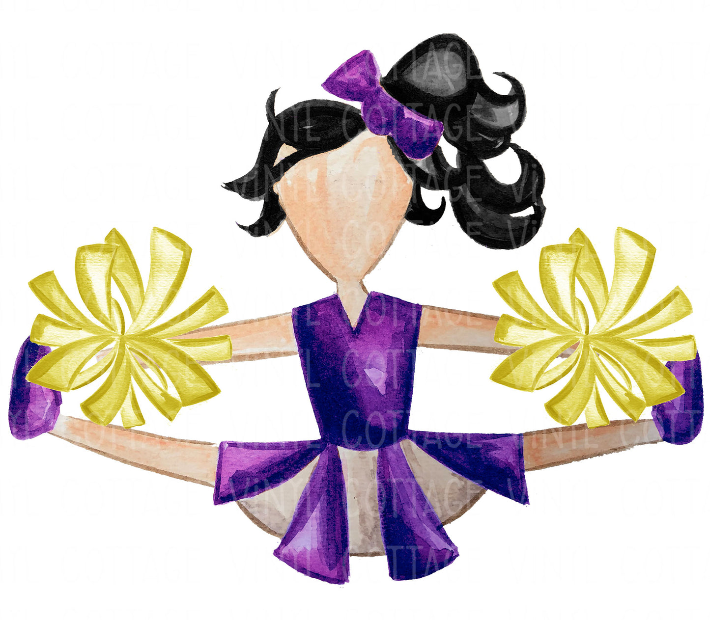 TR431 Purple and Gold Cheerleader Black Hair