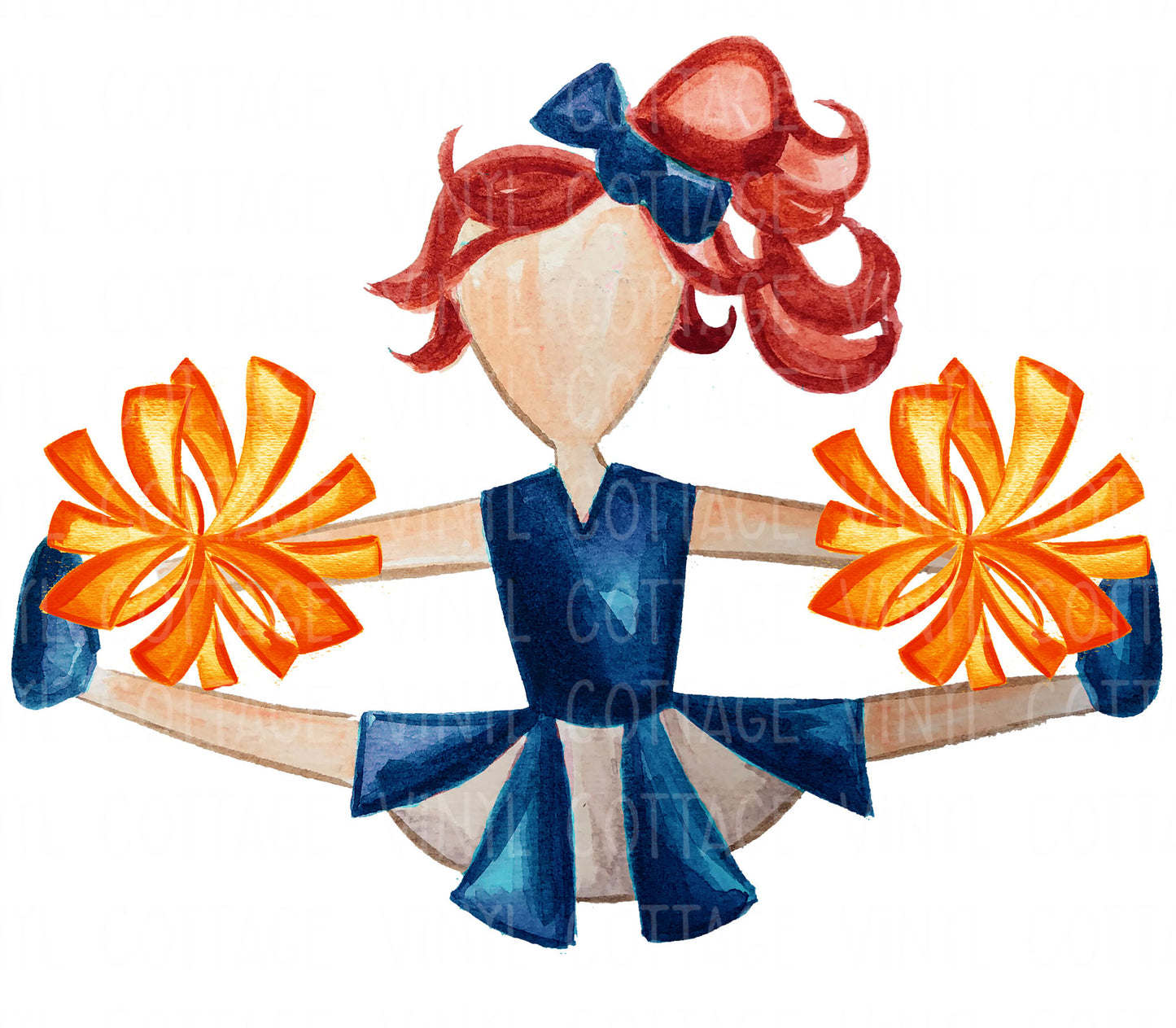 TR738 Blue and Orange Cheerleader Red Hair