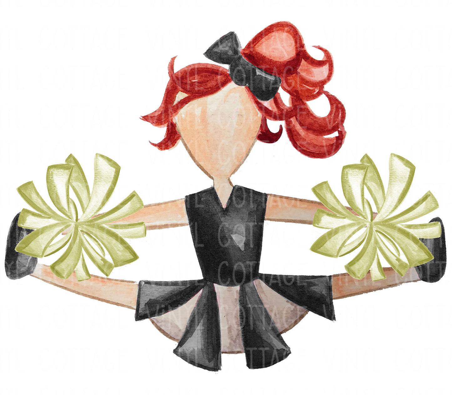TR741 Black and Gold Cheerleader Red Hair