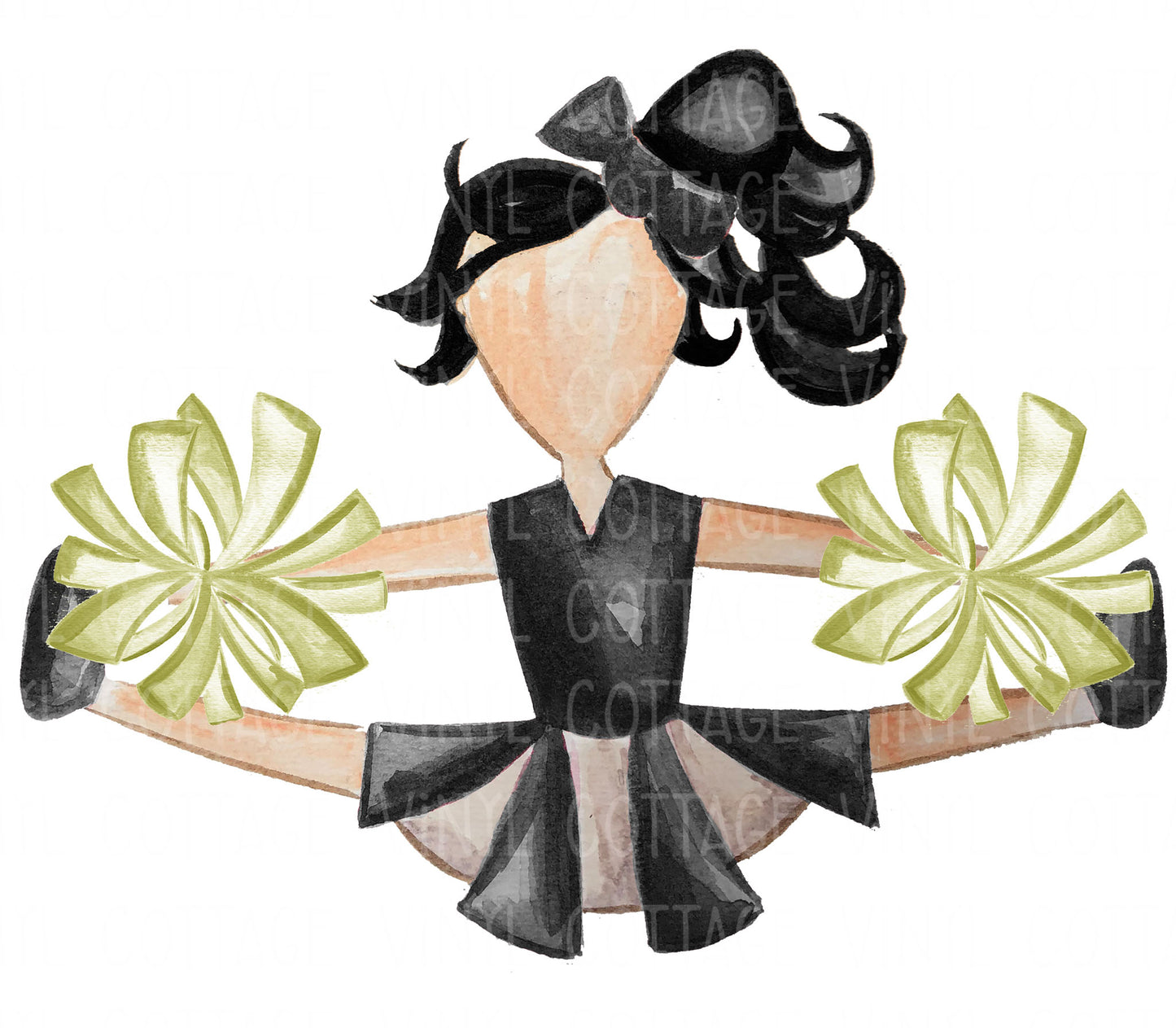 TR744 Black and Gold Cheerleader Black Hair