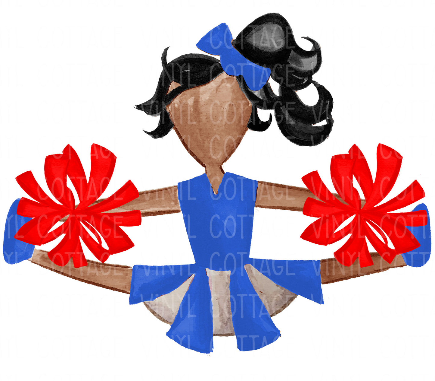 TR754 Blue and Red Cheerleader African American