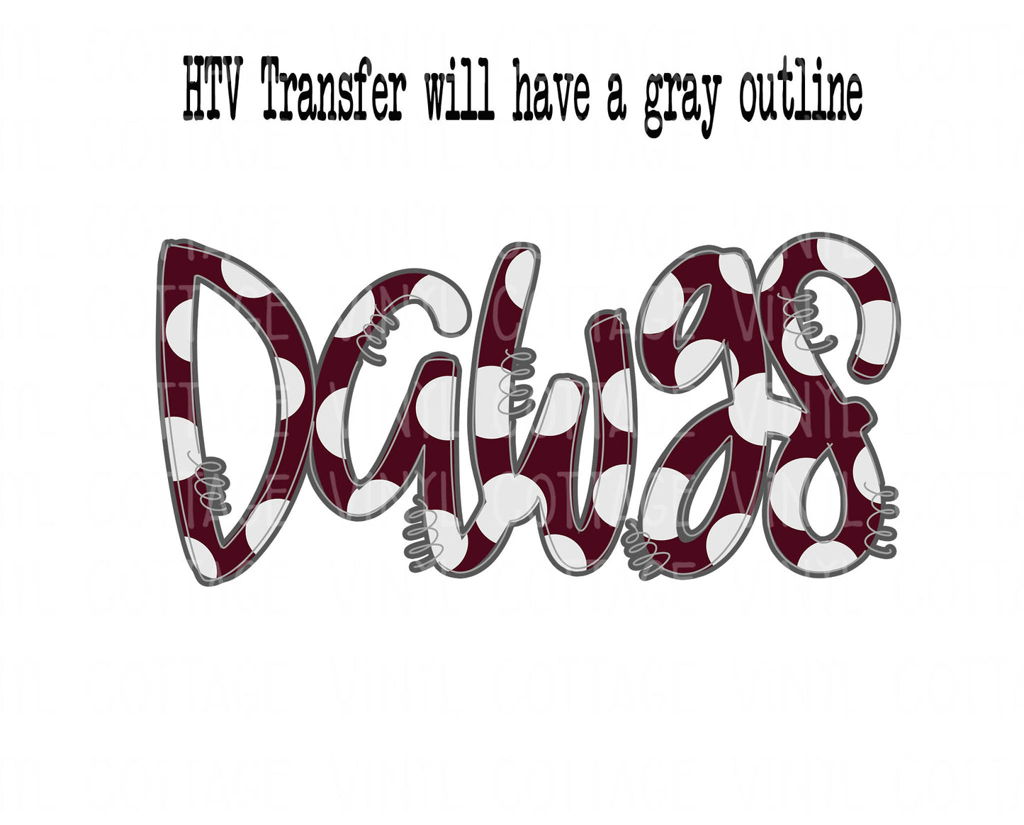 TR783 Dawgs Word Art Maroon and White