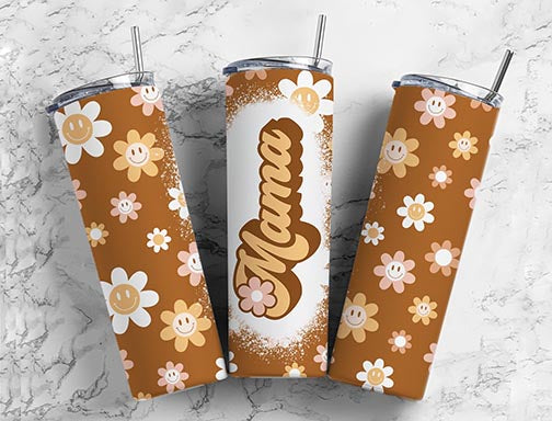 Mama Flowers Retro ~ Tumbler Wrap ~ TW44