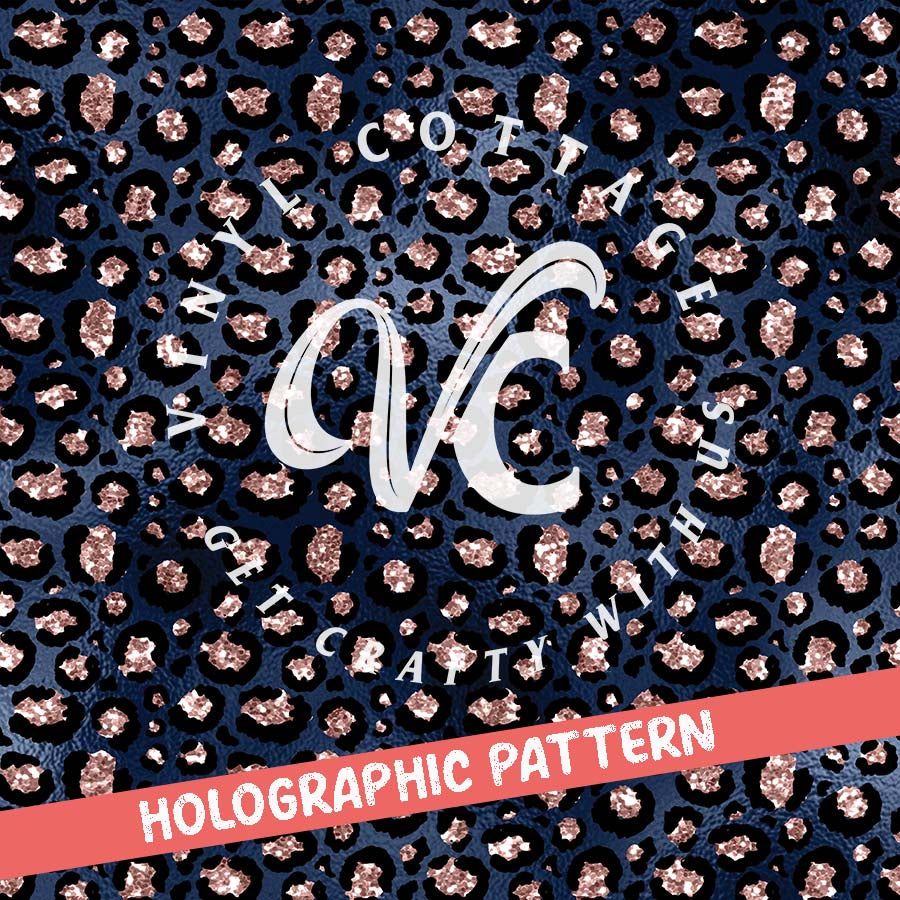 Blush and Navy Leopard ~ Holographic Vinyl ~ HG16