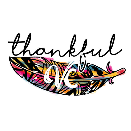 Thankful Feather ~ White Ink Decal ~ WC031