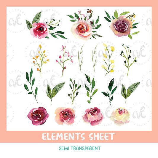 EL03 ~ Watercolor Floral Elements Sheet