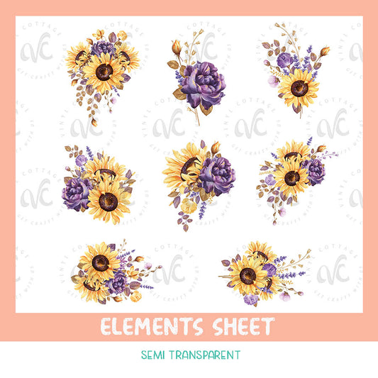 EL06 ~  Sunflower Bouquet Elements Sheet