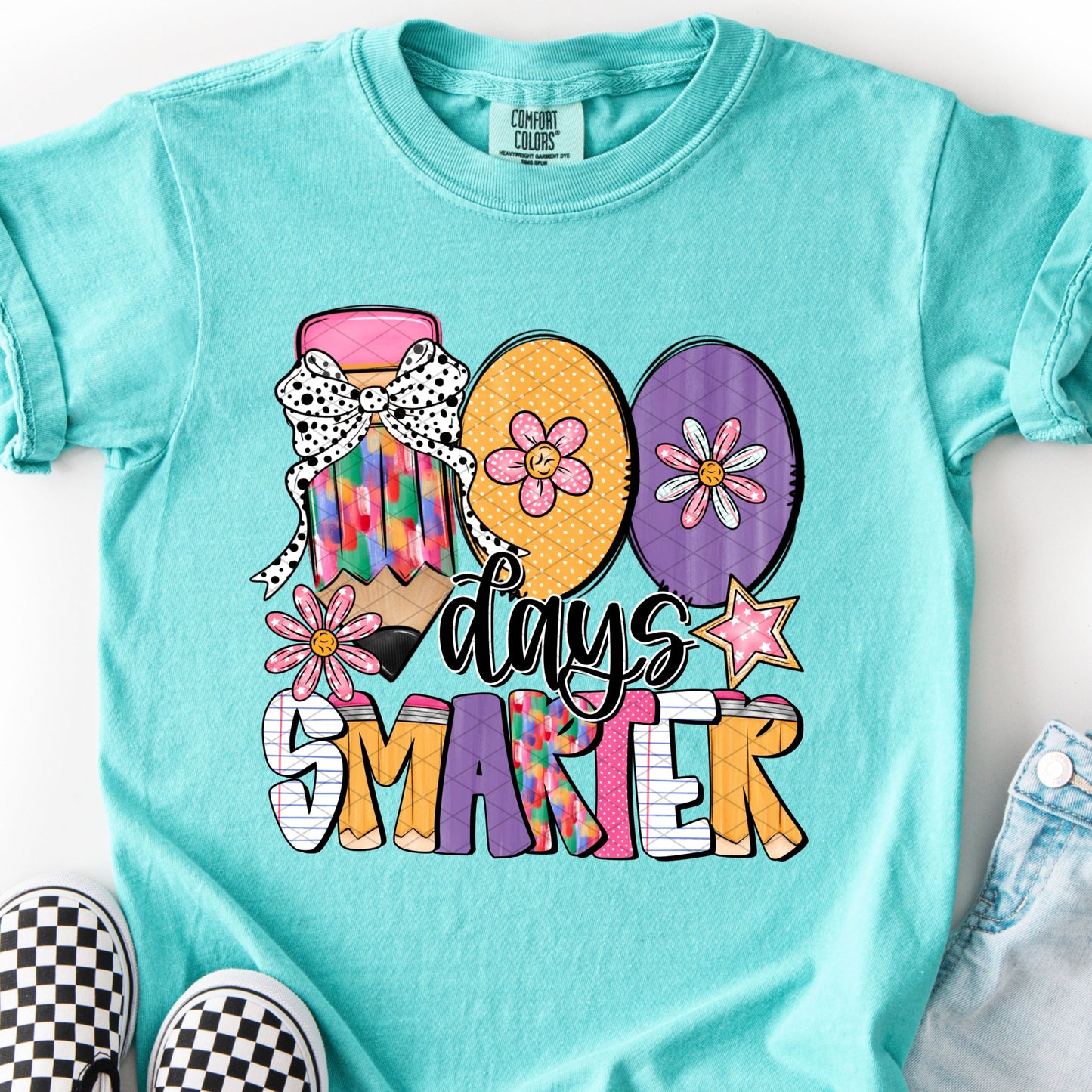 100 Days Smarter Floral ~ 25SDD12 ~ DTF Transfer