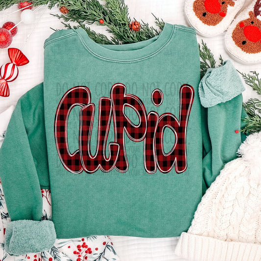 Cupid Doodle Buffalo Plaid ~ 25SWD10 ~ DTF Transfer