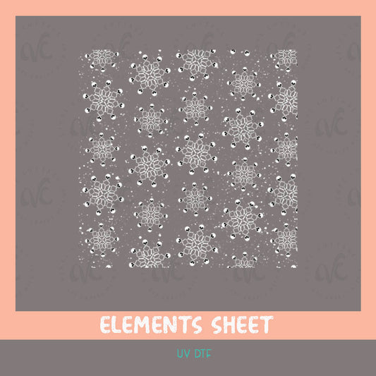 EL11 ~ Skellie Snowflakes ~ UV DTF Element Sheet