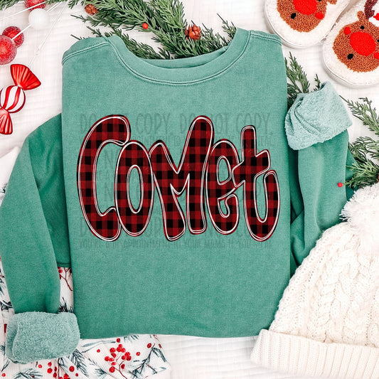Comet Doodle Buffalo Plaid ~ 25SWD10 ~ DTF Transfer