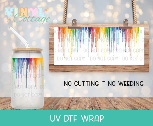 122UV ~  UV DTF Wrap ~ Rainbow Drips