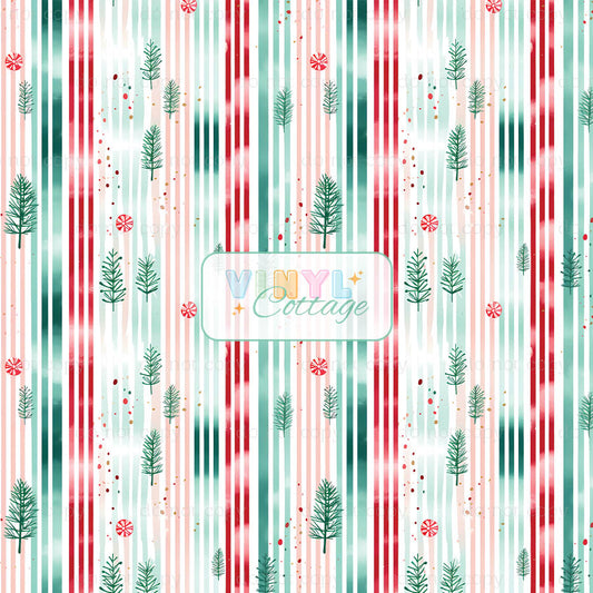 Christmas Pines and Stripes ~ 1324