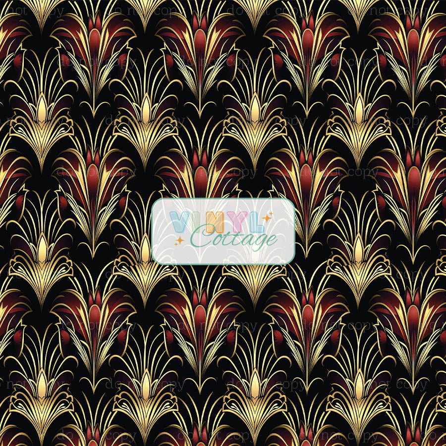 Art Deco Red and Gold ~ 1366