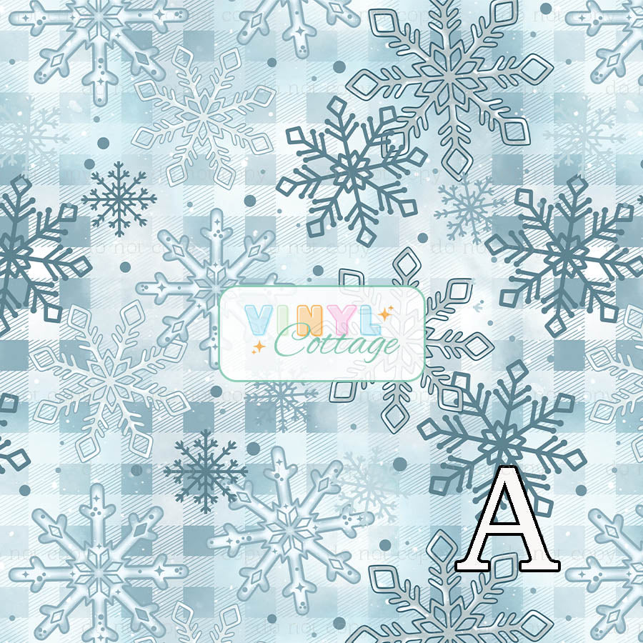 Blue Plaid Snowflakes ~ 1418