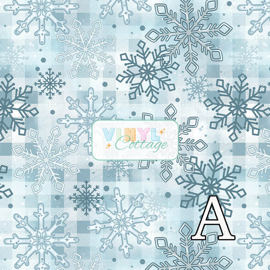 Blue Plaid Snowflakes ~ 1418