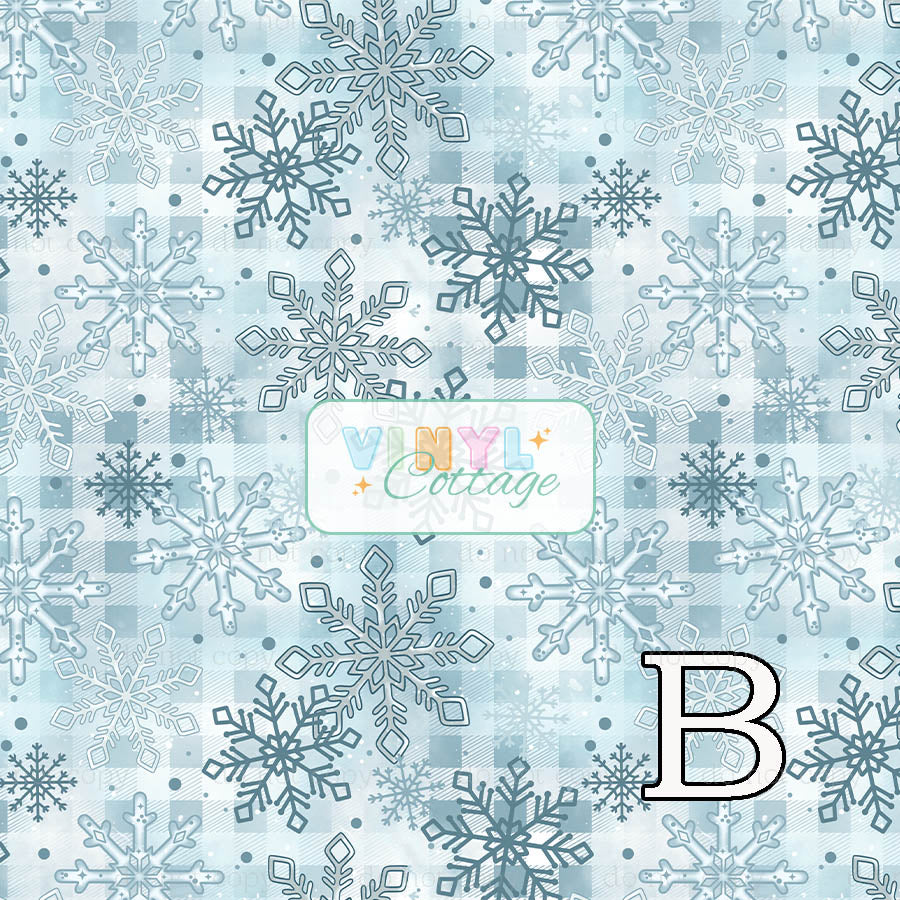Blue Plaid Snowflakes ~ 1418