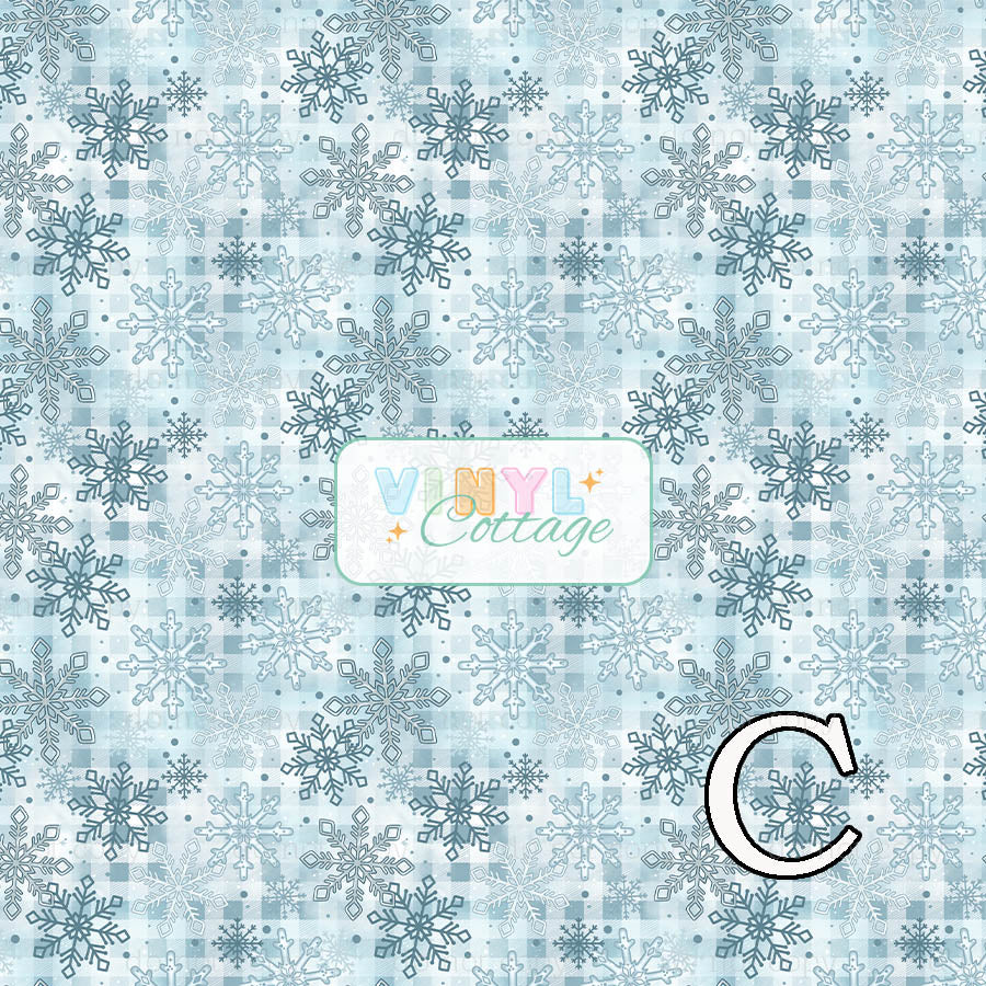 Blue Plaid Snowflakes ~ 1418
