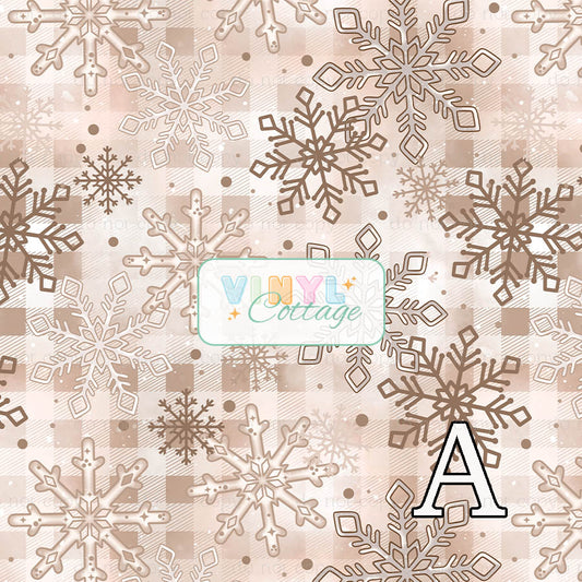 Tan Plaid Snowflakes ~ 1419
