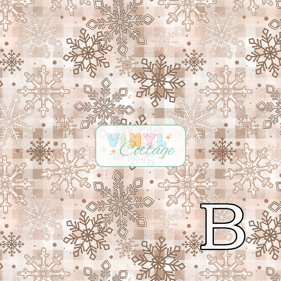 Tan Plaid Snowflakes ~ 1419