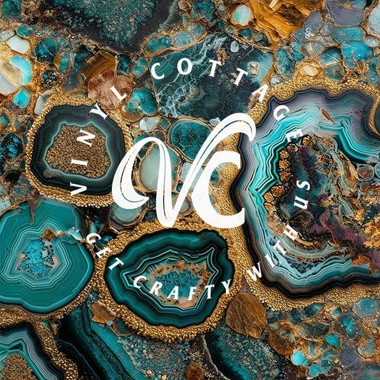 Turquoise and Gold Agate ~ PV145