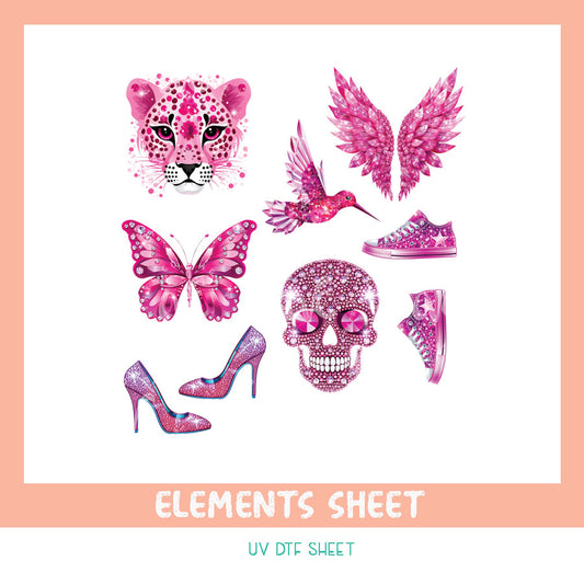 EL14 ~ Pink ~ UV DTF Element Sheet
