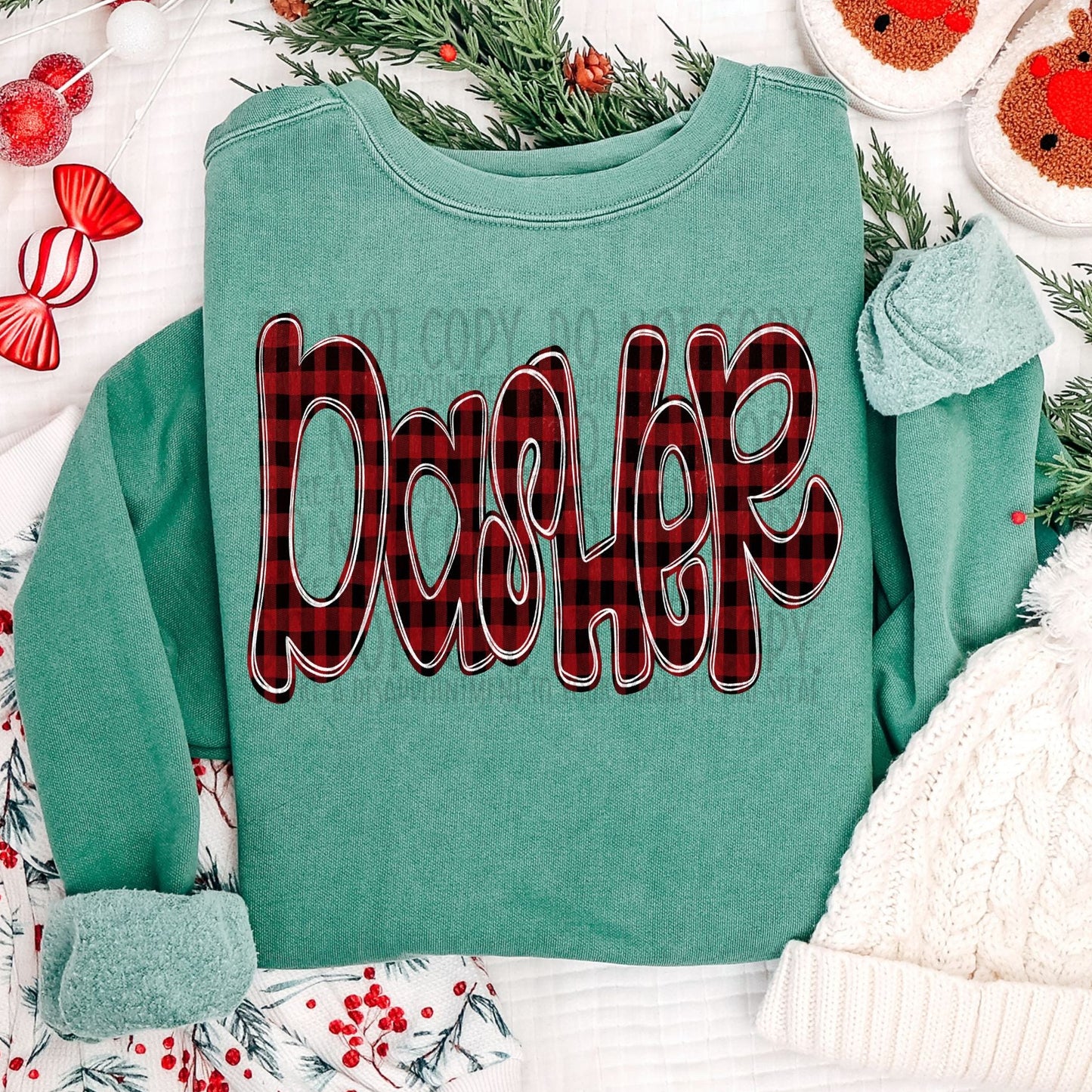 Dasher Doodle Buffalo Plaid ~ 25SWD10 ~ DTF Transfer
