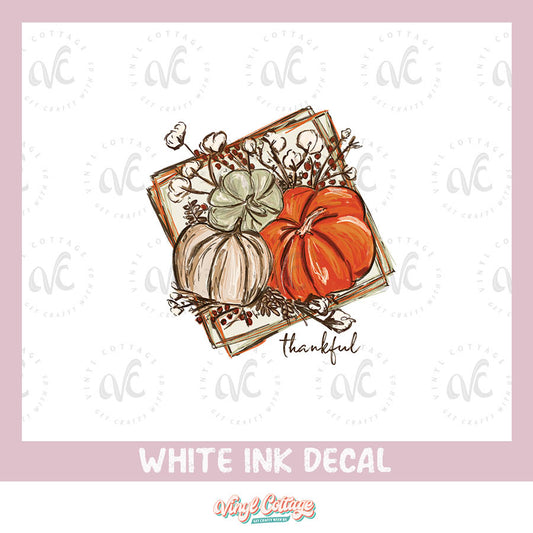 WC162 ~ White Ink Decal ~ Thankful