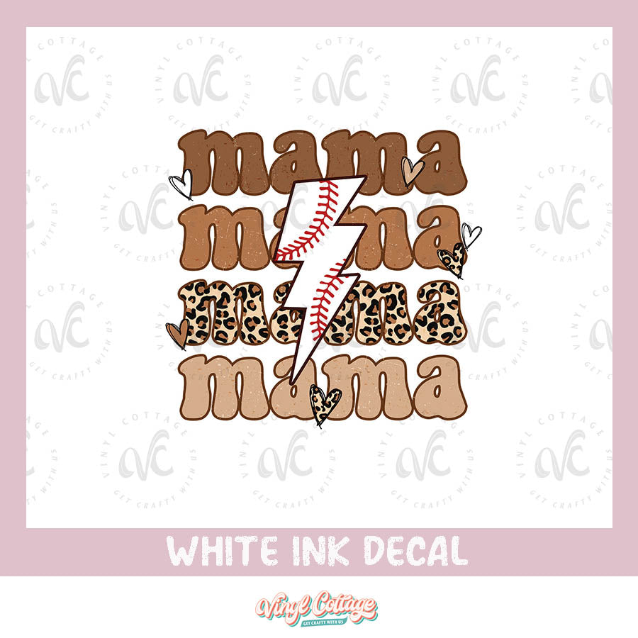 WC170 ~ White Ink Decal ~ Baseball Mama