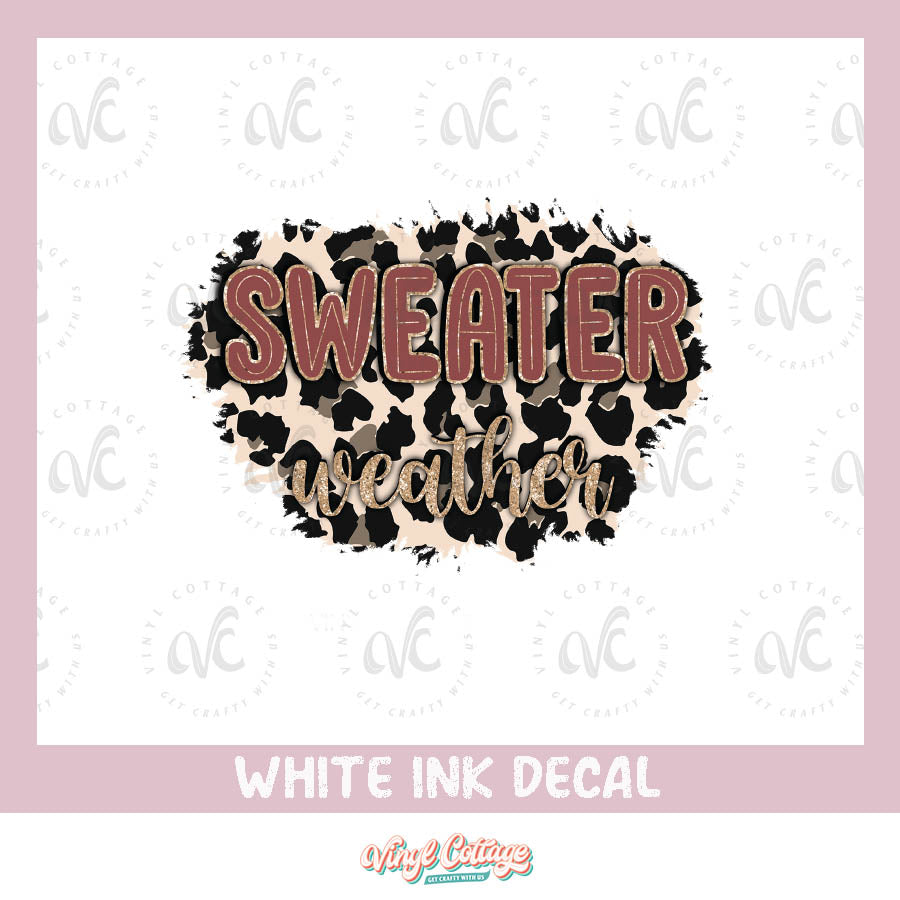 WC175 ~ White Ink Decal ~ Sweater Weather Leopard