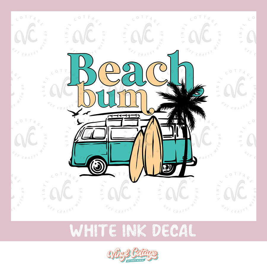 WC176 White Ink Decal Beach Bum Vinyl Cottage wc176-white-ink-decal-beach-bum-vinyl-cottage