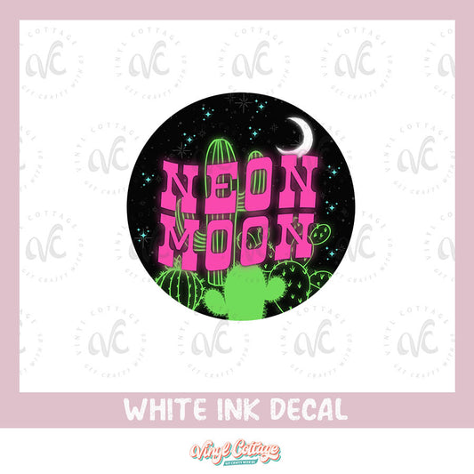WC179 ~ White Ink Decal ~ Neon Moon ~ MBMM