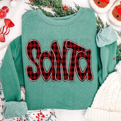 Santa Doodle Buffalo Plaid ~ 25SWD10 ~ DTF Transfer