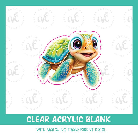 AD19 ~ Cute Turtle Boy ~ Acrylic Decal Set