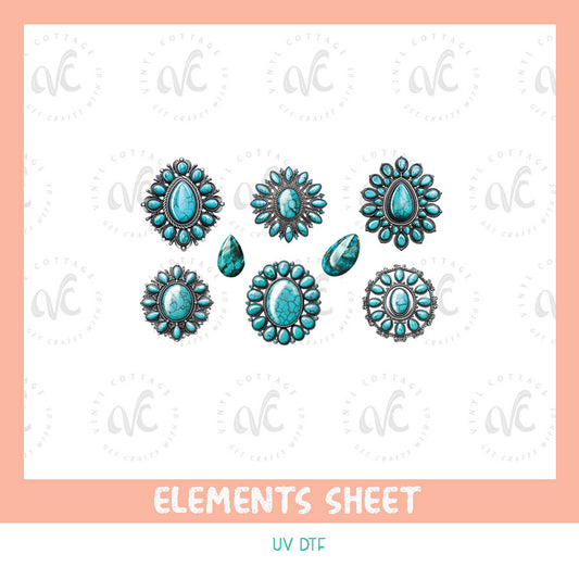 EL19 ~ Turquoise ~ UV DTF Element Sheet