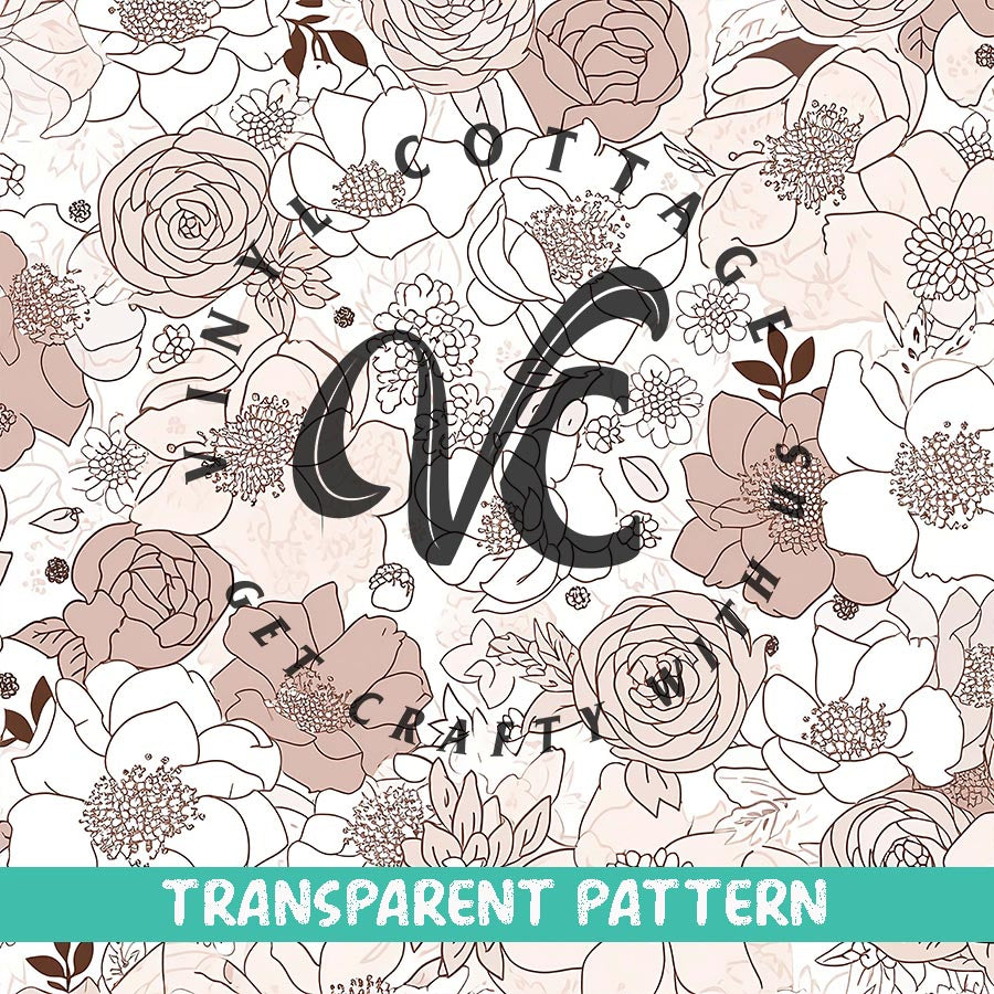 Boho Doodle Flowers ~  TRANSPARENT VINYL ~ TP21