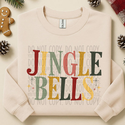 Vintage Jingle Bells ~ 25SWD10 ~ DTF Transfer