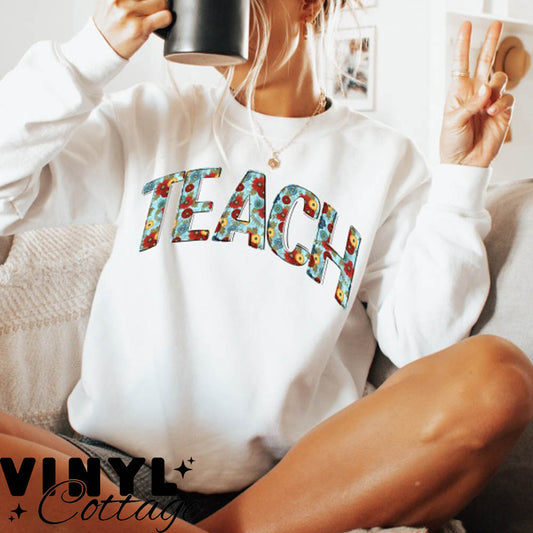 Floral Names ~ Teach ~ DTF Transfer