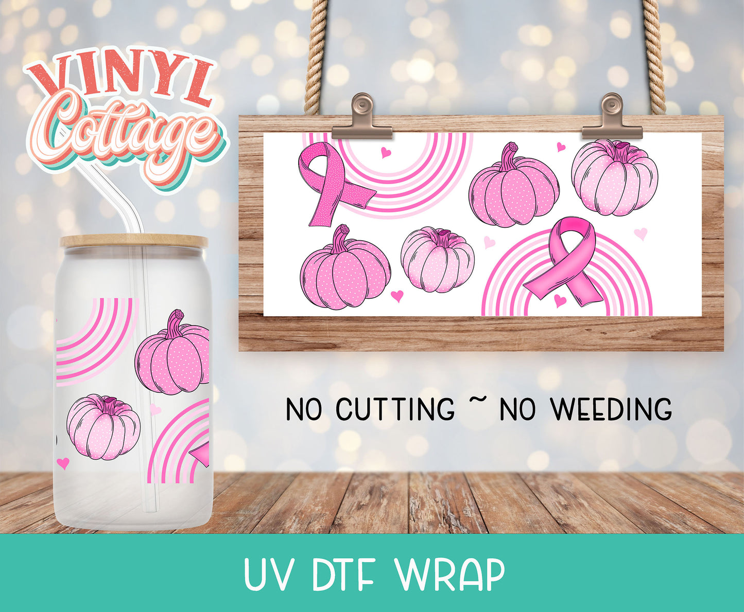 25UV Pink Pumpkins ~ UV DTF Wrap