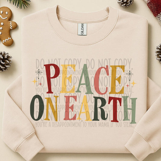 Vintage Peace on Earth ~ 25SWD10 ~ DTF Transfer