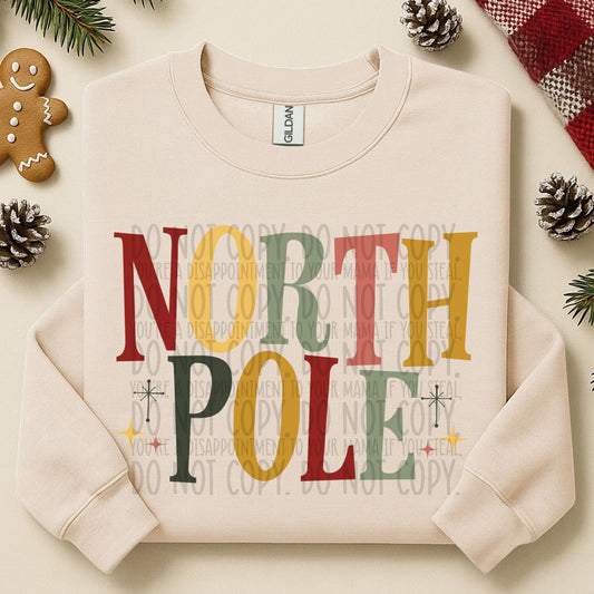 Vintage North Pole ~ 25SWD10 ~ DTF Transfer