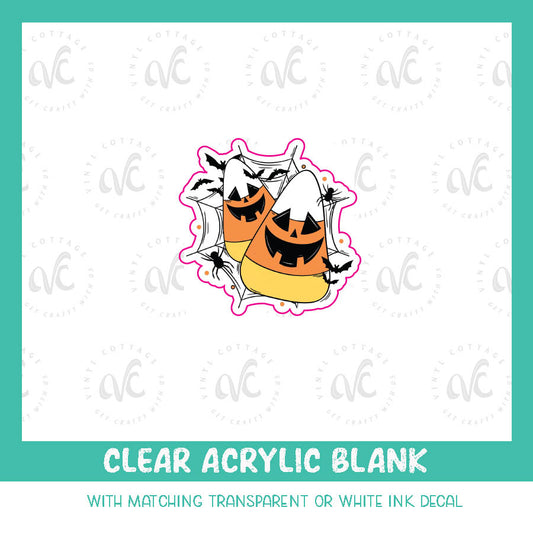 AD29 ~ Candy Corn Web ~ Acrylic Decal Set