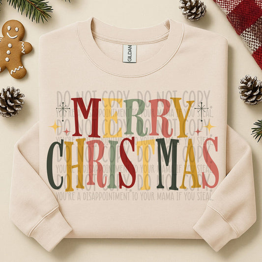 Vintage Merry Christmas ~ 25SWD10 ~ DTF Transfer