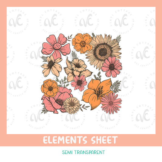 EL36 ~ Spring Florals ~ UV DTF Element Sheet