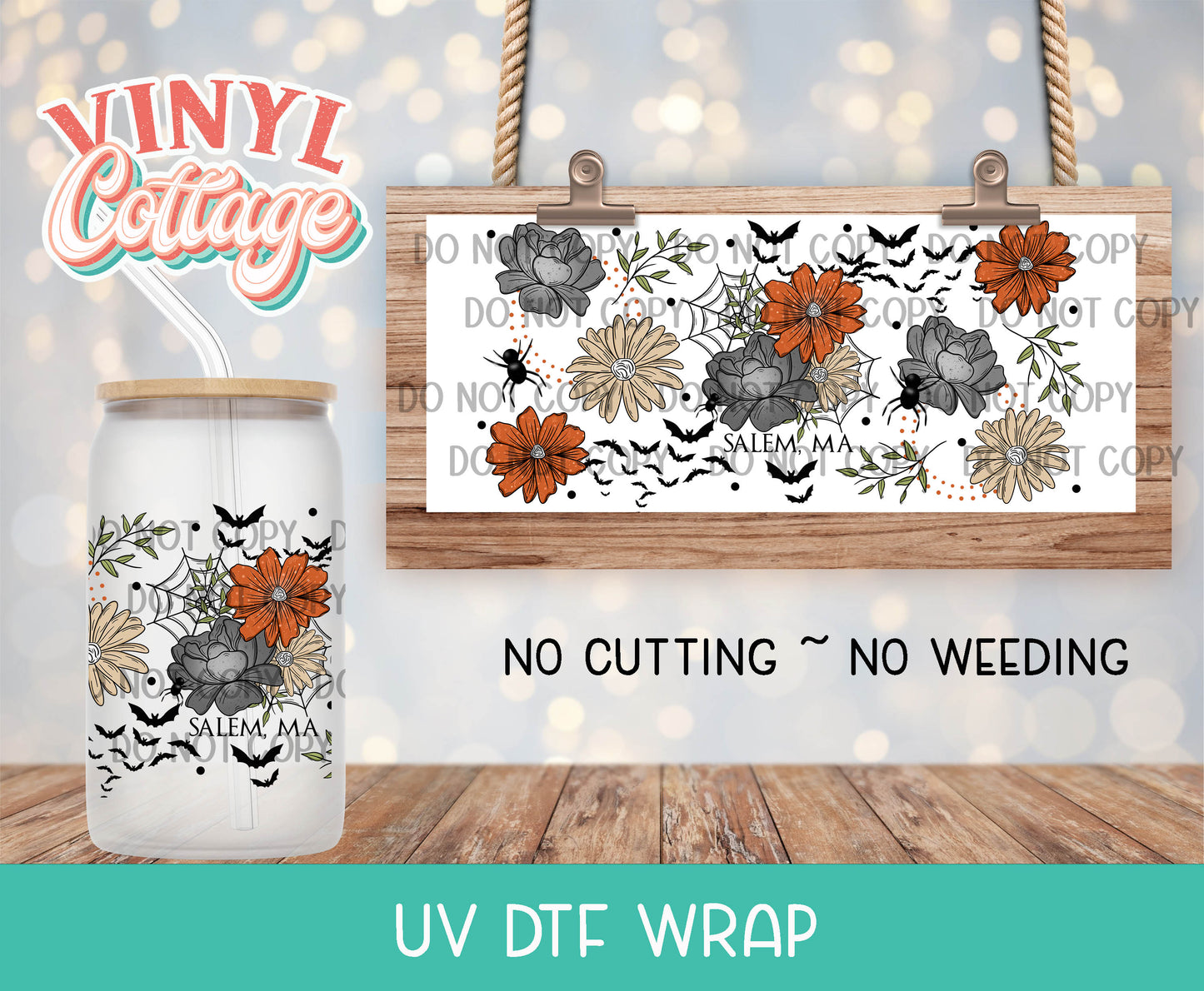 42UV ~ Salem Florals ~ UV DTF Wrap